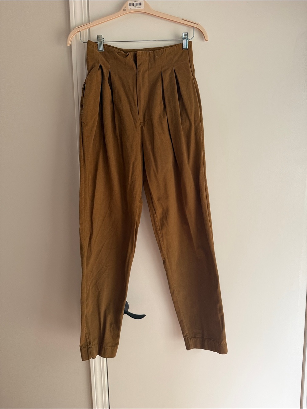 Doen Paperbag Pleated Tapered Pants - Brown
